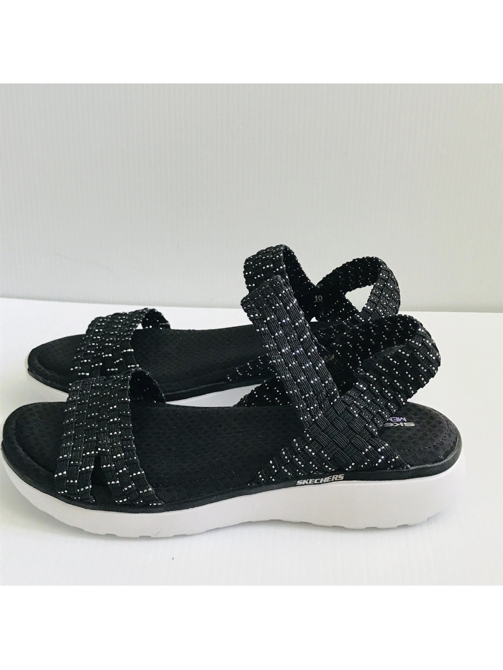 Skechers Counterpart Breeze Beatbox Womens Sandals Memory Foam Blk Metallic 10 - Picture 4 of 7